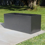 DAMAGED (READ DESCRIPTION) 75cm Zinc Galvanised Silver & Black Textured Trough Planter